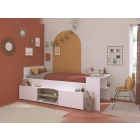 EAN 3480940301097 Eenpersoonsbed Cleo van Parisot in een opgeruimde tienerkamer. Ruimtebesparend design met bureau en opbergruimte.