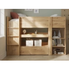 GAMI Gabin alles-in-één hoogslaper 90x200 met bureau in artisan eik - EAN 3483601364554 bij PS Slapen.