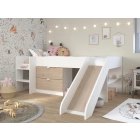 Half hoogslaper met glijbaan Tobo van PS Slapen, inclusief lades, legplank en glijbaan EAN 3480940292982 Parisot PS Slapen.