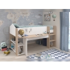 Witte Shelter halfhoogslaper met uitschuifbaar bureau en opbergruimte van PS Slapen - EAN 3480940302421