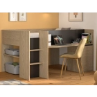 Halfhoogslaper Zwart Nael Eiken met Bureau en Opbergruimte - EAN: 3483601354715 - GAMI PS Slapen.