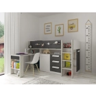 Halfhoogslaper Yolo met bureau en kast Antraciet - 8428721085380 - Trasman - PS Slapen.