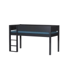 Halfhoogslaper Frej in het zwart van PS Slapen met uitvalbeveiliging en stevige ladder