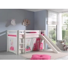 Halfhoogslaper met glijbaan (wit) met tent in prinsessen thema van PS Slapen