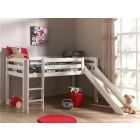 Halfhoogslaper Pino in het wit van PS Slapen, inclusief glijbaan 