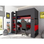 Hoogslaper Gamingbed The Cube 5051 - 90x200 - Antraciet Rood - EAN 8428721102537 - Trasman - PS Slapen.