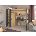 Parisot Hoogslaper Heavy 90x200 eiken/grijs met bureau en kast - EAN 3480940293606 - PS Slapen.