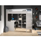 Compleet overzicht Hoogslaper Higher 90x200 in wit-essen met bureau, kast en diverse vakken - EAN 3480940291053.