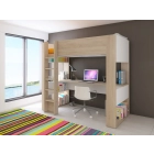 Hoogslaper Twist met bureau en veilige trap in lichteiken en wit voor tienerkamer