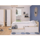 Kajuitbed met opbergruimte MATIS wit eiken