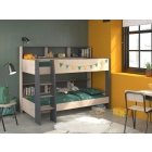 Stapelbed kinderen eik/grijs Leo - laag stapelbed - Parisot - EAN 3480940291008 - PS Slapen.