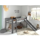 Halfhoogslaper Pino in het grijs van PS Slapen, inclusief glijbaan