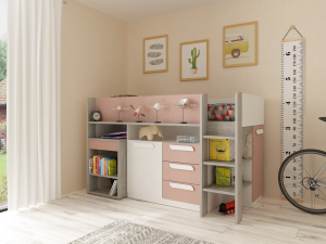 Halfhoogslaper met bureau meisje Yolo_Oudroze_6019 001_PSSlapen