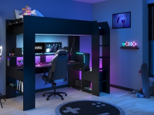Gamer Hoogslaper met bureau en LED-verlichting - 3480940295457 - Parisot - PS Slapen.