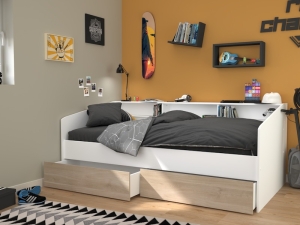 Parisot Bedbank Sleep 90x200 wit met opbergruimte – eenpersoonsbed tienerkamer