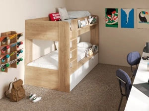 Matis laag stapelbed met uitgeschoven bedlade voor opbergruimte of logeerbed - EAN 3483601349452 - Gautier | PS Slapen.