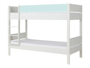 Manis-H Stapelbed Huxie wit met blauwe uitvalbeveiliging.