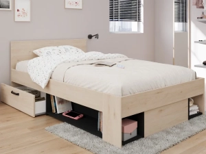 Twijfelaarbed Achille 120x200 Eiken Zwart - Parisot - EAN 3480940302520 - PS Slapen.