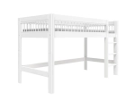 Witte halfhoogslaper Lifetime Breeze (2625-10) van hout. Voorzien van rechte ladder en open frame/opbergruimte onder het bed.