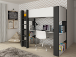 Hoogslaper met bureau in wit en antraciet Twist