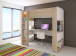 Hoogslaper met bureau in lichteiken en wit Twistn