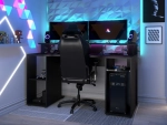 Level gaming bureau met LED – Parisot – 150 cm – Zwart – EAN 3170720625122.