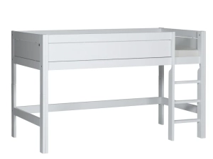 LifeTime halfhoogslaper wit gelakt van PS Slapen, inclusief rollattenbodem 