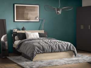 tweepersoonsbed met opbergruimte life zwart eiken