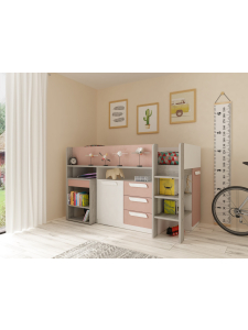 Halfhoogslaper met bureau meisje Yolo_Oudroze_6019 001_PSSlapen